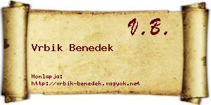 Vrbik Benedek névjegykártya